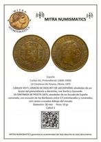Spanje. Carlos VII Pretendiente. 10 Céntimos de Peseta, Postzegels en Munten