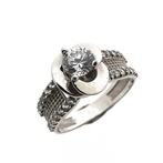 Witgouden ring met zirconia stenen (grote ring, damesring), Sieraden, Tassen en Uiterlijk, Ringen, 18 tot 19, Gebruikt, Overige kleuren
