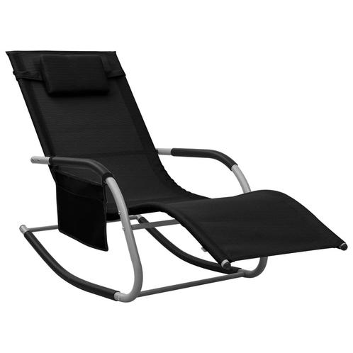 vidaXL Ligbed textileen zwart en grijs, Tuin en Terras, Ligbedden, Nieuw, Verzenden