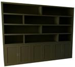 Vakkenkast legergroen  ongelijke vakken 300 x 240cm, Huis en Inrichting, Kasten | Buffetkasten, Ophalen of Verzenden, Nieuw