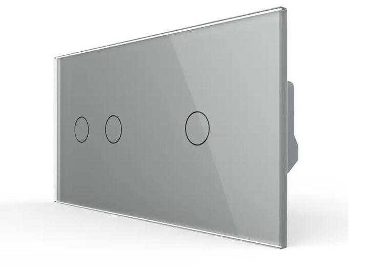 Livolo Touchscreen Schakelaar 2+1 | Grijs Glas | Puls |, Doe-het-zelf en Verbouw, Elektra en Kabels, Schakelaar, Nieuw, Ophalen of Verzenden