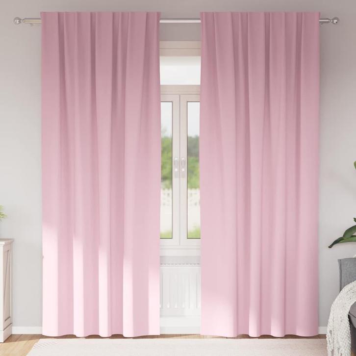 vidaXL Zwart-out Gordijnen met Ringen 2 pcs Babyroze 260 x, Huis en Inrichting, Stoffering | Gordijnen en Lamellen, Nieuw, Verzenden