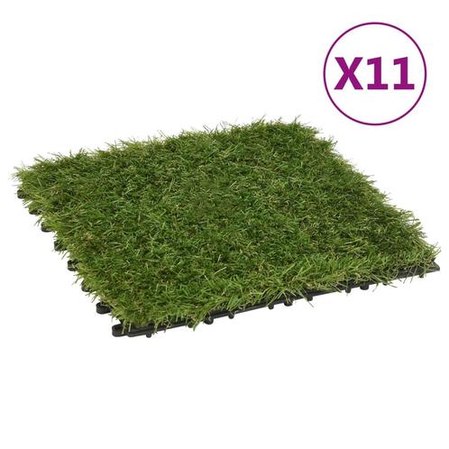 vidaXL Kunstgrastegels 11 st 30x30 cm groen, Huis en Inrichting, Woonaccessoires | Kunstplanten en Kunstbloemen, Nieuw, Verzenden