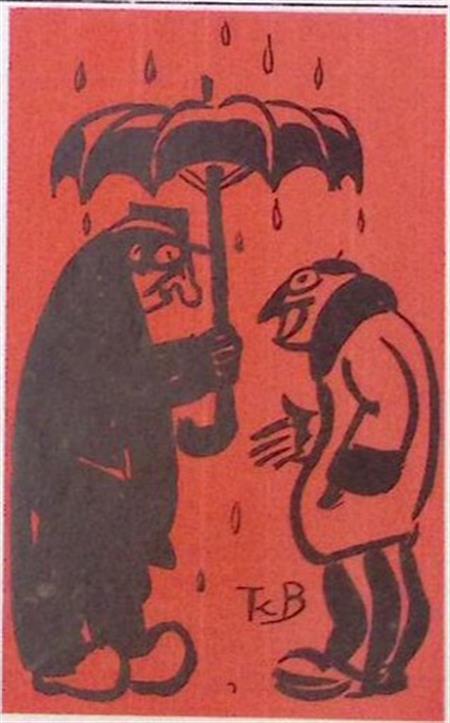 Twee mannen praten over Mussert en Geelkerken op spotprent, Antiek en Kunst, Kunst | Litho's en Zeefdrukken, Verzenden