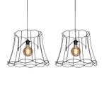 Set van 2 retro hanglampen zwart 50 cm - Granny Frame, Verzenden, Nieuw, Retro