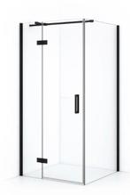 Douchedeur 90 x 200 cm met Vast Paneel 30 cm – Zwarte, Ophalen of Verzenden, Nieuw, Glas, Bad