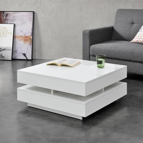 Salontafel Annaba vierkant 75x75x35,5 cm wit hogglans [en.ca, Huis en Inrichting, Tafels | Salontafels, Nieuw, Verzenden