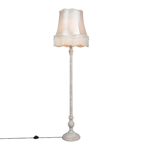 Vloerlamp grijs met Granny kap crème - Classico, Huis en Inrichting, Lampen | Vloerlampen, Nieuw, Overige materialen, 150 tot 200 cm