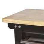 Werkbank zwart 200 cm met hardhouten blad en, Doe-het-zelf en Verbouw, Werkbanken, Ophalen of Verzenden, Nieuw