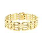 Gouden fantasie/tank schakel armband | 19 cm, Sieraden, Tassen en Uiterlijk, Armbanden, Ophalen of Verzenden, Gebruikt, Overige kleuren