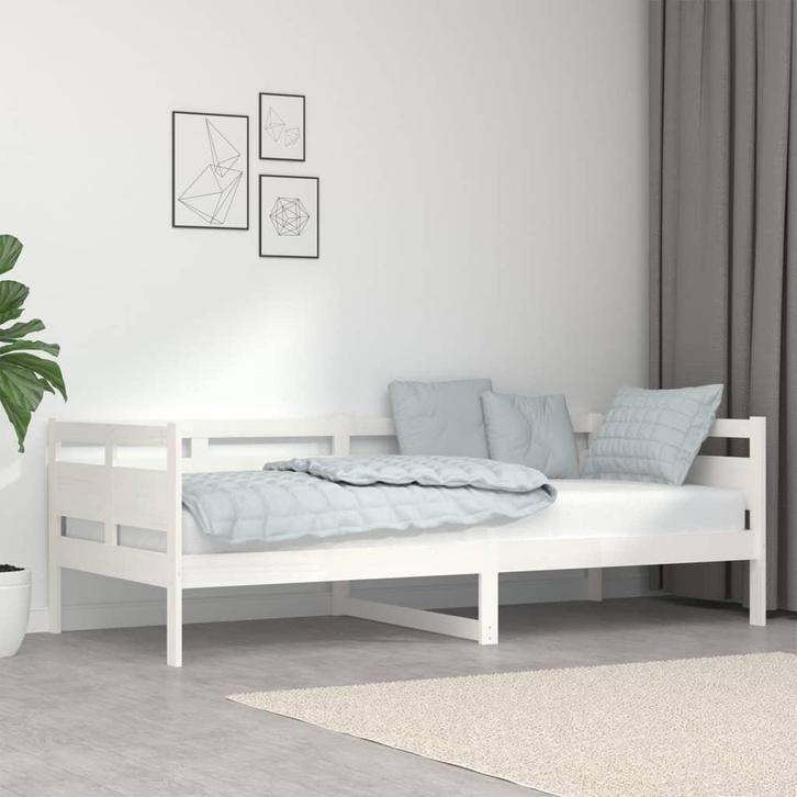 vidaXL Slaapbank massief grenenhout wit 90x200 cm, Huis en Inrichting, Slaapkamer | Bedden, 90 cm, 200 cm, Wit, Eenpersoons, Nieuw