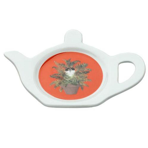 Theezakjeshouder Theepotvormig Kim Haskins Kat in Plantpot P, Huis en Inrichting, Woonaccessoires | Onderzetters, Nieuw, Ophalen of Verzenden