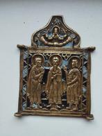 Icoon - Drie heiligen - Brons, Emaille, Antiek en Kunst