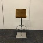 barkruk zithoogte 75 cm, bruin (zebrano) MDF zitting, chroom, Huis en Inrichting, Barkrukken, Ophalen of Verzenden, Gebruikt