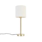 Klassieke tafellamp messing met boucle kap wit 20 cm -, Nieuw, Overige materialen, Design, 50 tot 75 cm