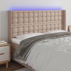 vidaXL Hoofdbord LED 183x16x118/128 cm kunstleer, Verzenden, Nieuw, Bruin, Overige materialen