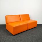 Ahrend Bank Oranje Leer - 80x80 cm, Ophalen of Verzenden, Gebruikt