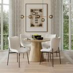 Gestoffeerde stoel Tessa - Geweven stof gebroken wit/zwart,, Huis en Inrichting, Stoelen, Verzenden, Nieuw