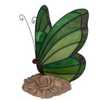 Tiffany vlinderlamp – Donkergroen &amp; Lichtgroen Glas – H 24, Verzenden, Nieuw