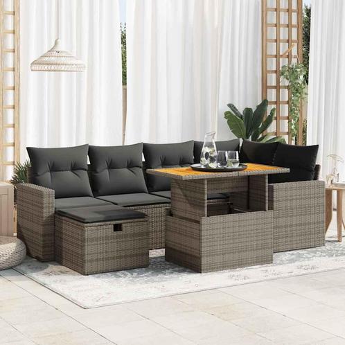 vidaXL 8-delige Loungeset met kussens poly rattan acacia, Tuin en Terras, Tuinsets en Loungesets, Loungeset, Nieuw, Rotan, Verzenden