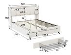 Gestoffeerd Bed 160/140x200 cm met LED, USB en Opbergruimte, Huis en Inrichting, Slaapkamer | Bedden, Verzenden, Nieuw