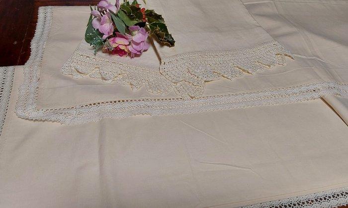 Laken (3) - 280 cm - 240 cm - Vintage linnengoed, Antiek en Kunst, Antiek | Kleden en Textiel