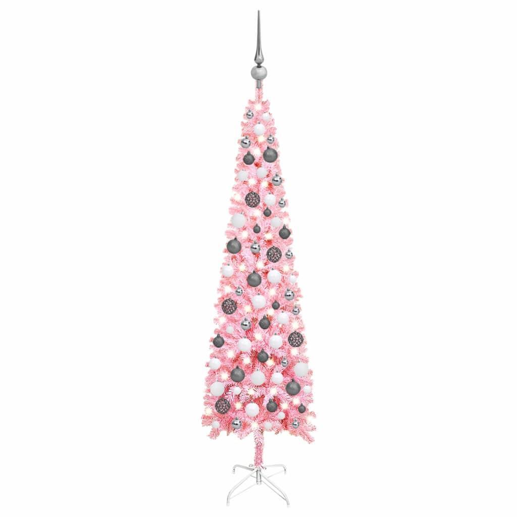 Renderen werkzaamheid Mammoet ≥ Kerstboom met LED's en kerstballen smal 120 cm roze — Kerst — Marktplaats