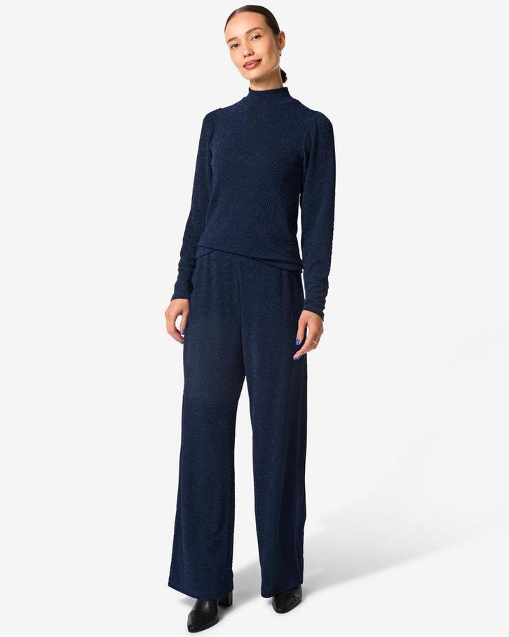 HEMA Damesbroek Erin glitter blauw, Kleding | Dames, Overige Dameskleding, Nieuw, Verzenden