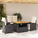 vidaXL 4-delige Tuinset met kussens poly rattan zwart, Tuin en Terras, 4 zitplaatsen, Nieuw, Tuinset, Verzenden