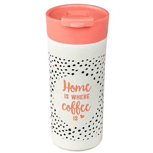 RVS Thermobeker Wit Dubbelwandig - Home is where coffee is -, Huis en Inrichting, Keuken | Keukenbenodigdheden, Nieuw, Ophalen of Verzenden