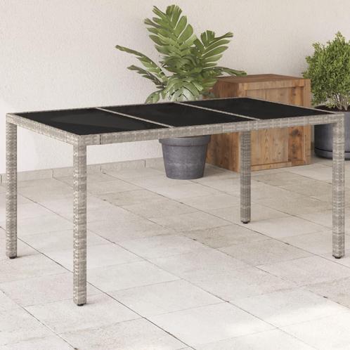 vidaXL Tuintafel met glazen blad 150x90x75 cm poly rattan, Tuin en Terras, Tuintafels, Nieuw, Verzenden