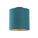 Plafondlamp met velours kap blauw met goud 25 cm - Combi, Nieuw, Overige materialen, Klassiek / Antiek