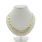 Gouden visgraat schakelcollier (Ketting), Sieraden, Tassen en Uiterlijk, Kettingen, Ophalen of Verzenden, Gebruikt, Overige kleuren