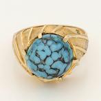 Ring - 18 karaat Geel goud Turquoise, Sieraden, Tassen en Uiterlijk, Ringen, Nieuw