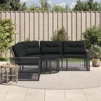 vidaXL Tuinbank met kussens en voetensteun L-vormig poly, Verzenden, Nieuw, Rotan