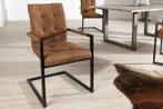 Design sledestoel OXFORD vintage bruin met armleuning, Huis en Inrichting, Stoelen, Ophalen of Verzenden, Nieuw