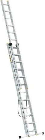 2dekans | DRABEST 3-delige aluminium ladder 3x12 treden PRO, Doe-het-zelf en Verbouw, Ladders en Trappen, Ophalen of Verzenden
