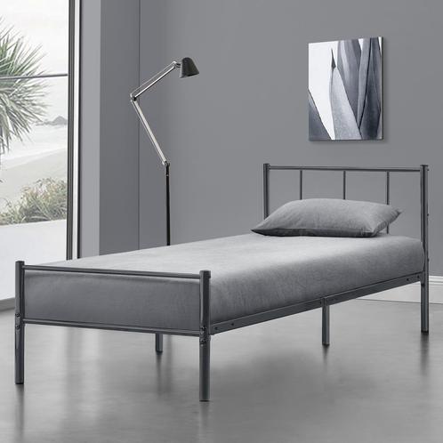 Metalen bedframe Hercules incl. bedbodem 90x200 cm donkergri, Huis en Inrichting, Slaapkamer | Bedden, Verzenden