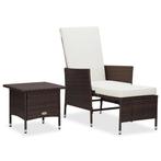 vidaXL 2-delige Loungeset met kussens poly rattan bruin, Tuin en Terras, Tuinsets en Loungesets, 2 zitplaatsen, Nieuw, Loungeset