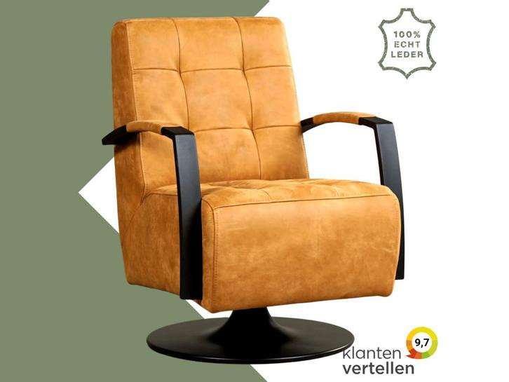 Leren draaifauteuil Mind - Kenia Cognac (cognac) -, Huis en Inrichting, Fauteuils, 50 tot 75 cm, 75 tot 100 cm, Nieuw, Leer, Ophalen of Verzenden