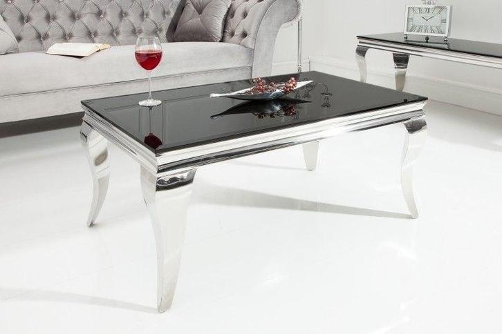 Elegante salontafel MODERN BAROK 100cm zilver met zwart, Huis en Inrichting, Tafels | Salontafels, Ophalen of Verzenden