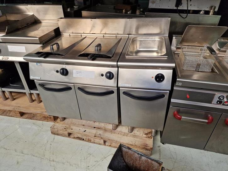Mareno 2 pans gasfriteuse en Au bain marie 2x 15L, Zakelijke goederen, Horeca | Keukenapparatuur, Ophalen of Verzenden