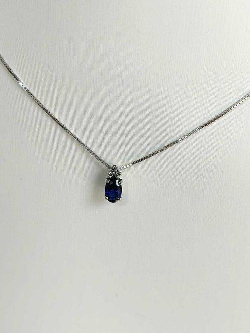 Zonder Minimumprijs - Ketting met hanger Zilver Saffier -, Sieraden, Tassen en Uiterlijk, Antieke sieraden