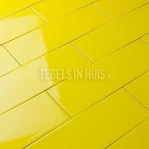 Wandtegel 10thirty 10x30 cm geel glans wandtegel, Doe-het-zelf en Verbouw, Tegels, Wandtegels, Nieuw, 10 m² of meer, Keramiek