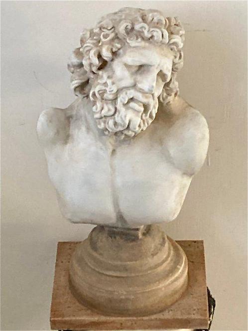 Figuur - Borst van de Laocoön, versteende marmersteen., Antiek en Kunst, Curiosa en Brocante