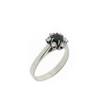 Witgouden ring met saffier en diamant | 0,24 ct., Gebruikt, Overige kleuren, Ophalen of Verzenden, 17 tot 18