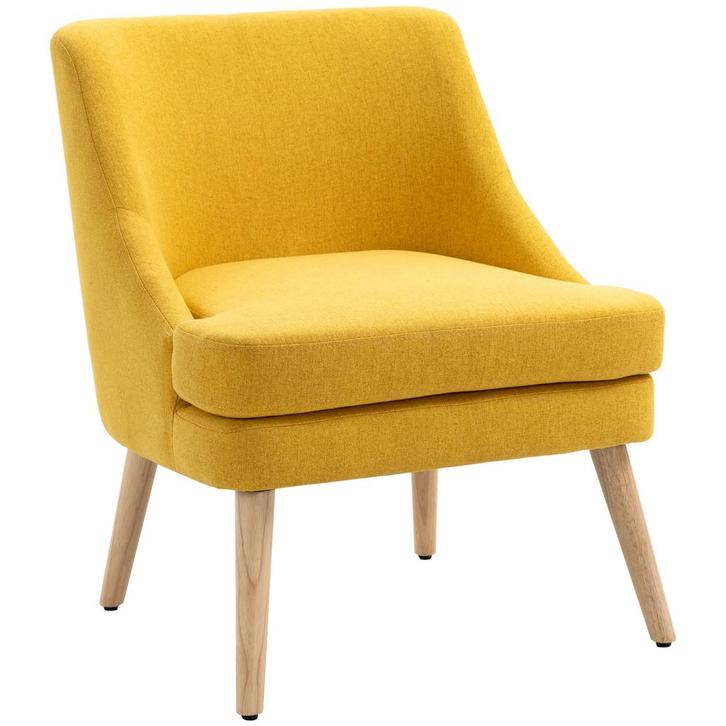 TRUUSK Gestoffeerde Eetkamerstoel met Armleuning - Geel - Li, Huis en Inrichting, Stoelen, Nieuw, Verzenden