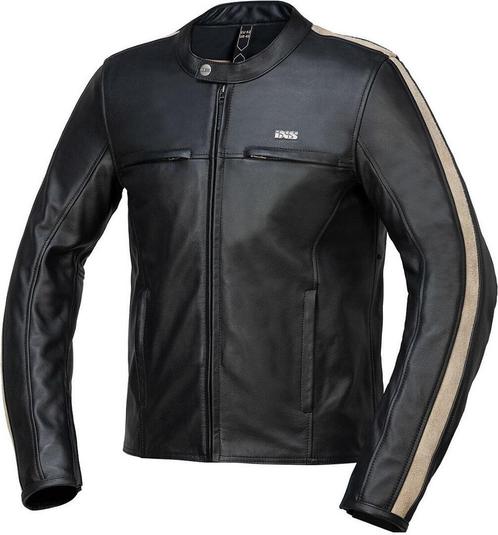 IXS Stripe Zwart Beige Leren Motorjas, Motoren, Kleding | Motorkleding, Heren, Nieuw met kaartje, Jas | textiel, Verzenden