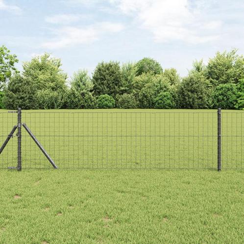 vidaXL Euro Hek Grijs 0.4x25 m Staal, Tuin en Terras, Schuttingen, Nieuw, Verzenden