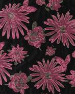 Jacquard Bloemen Lurex Roze/Zwart, Nieuw, Zwart